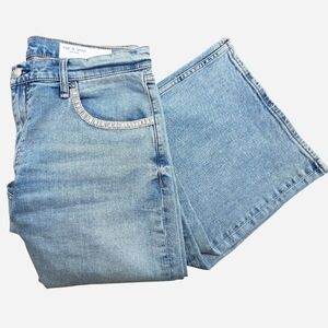 Rag & Bone High Waist Wide Leg Jeans, Rhinestone Pockets - Like New - Size 33